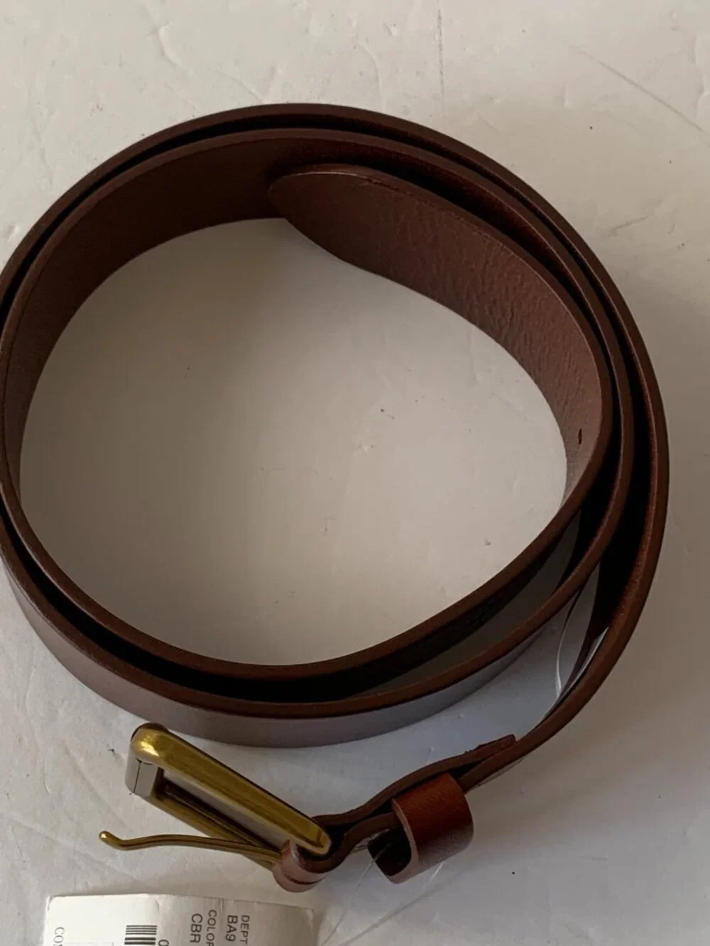 J.Crew Belt Men 34 Classic Brown Leather Brass Gold Buckle CL548 Casual Reddish